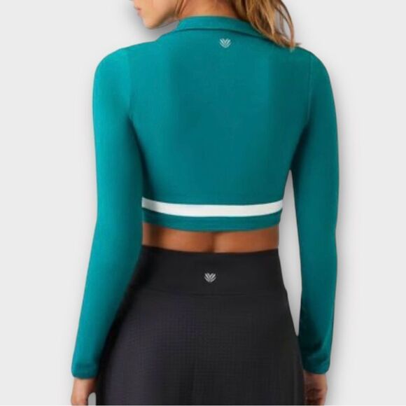 Forever 21 Cropped Full Zip Sweatshirt Jacket in Teal Women’s Size S - Picture 3 of 9